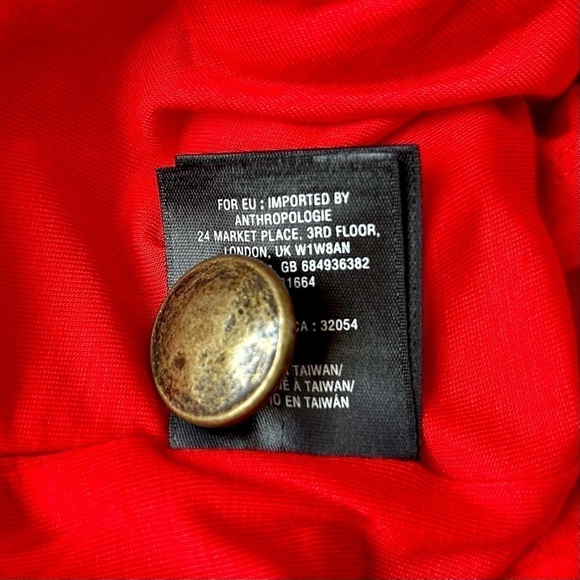 Anthropologie Maeve Quilted Button Midi Dress Red Size Medium NWT - Picture 11 of 11